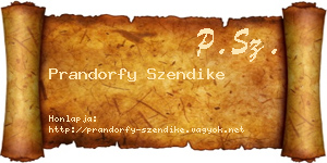 Prandorfy Szendike névjegykártya